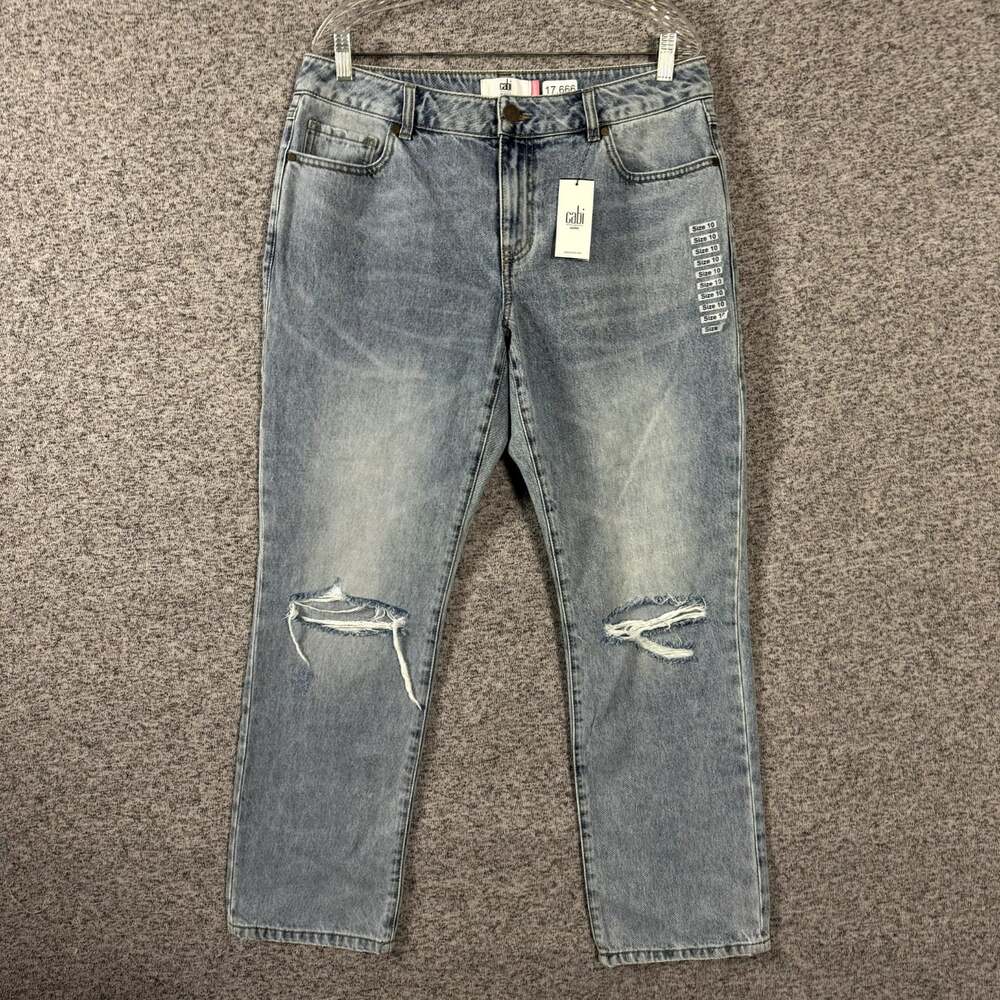 NEW Cabi Women's Size 10 100% Boyfriend Distressed Light Wash Jeans